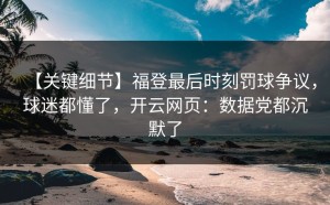 【关键细节】福登最后时刻罚球争议，球迷都懂了，开云网页：数据党都沉默了