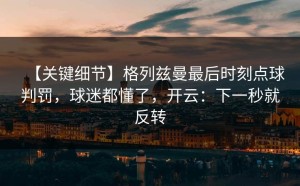 【关键细节】格列兹曼最后时刻点球判罚，球迷都懂了，开云：下一秒就反转