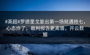 #英超#罗德里戈复出第一场就遇抢七，心态炸了，裁判报告更离谱，开云数据