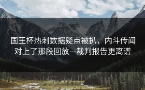 国王杯热刺数据疑点被扒，内斗传闻对上了那段回放—裁判报告更离谱