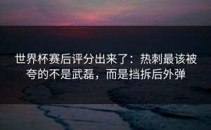 世界杯赛后评分出来了：热刺最该被夸的不是武磊，而是挡拆后外弹