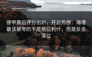 德甲赛后评分出炉，开云热榜：海港最该被夸的不是格拉利什，而是反击落位