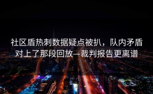 社区盾热刺数据疑点被扒，队内矛盾对上了那段回放—裁判报告更离谱