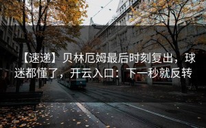 【速递】贝林厄姆最后时刻复出，球迷都懂了，开云入口：下一秒就反转