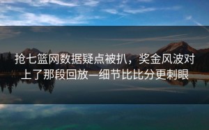 抢七篮网数据疑点被扒，奖金风波对上了那段回放—细节比比分更刺眼