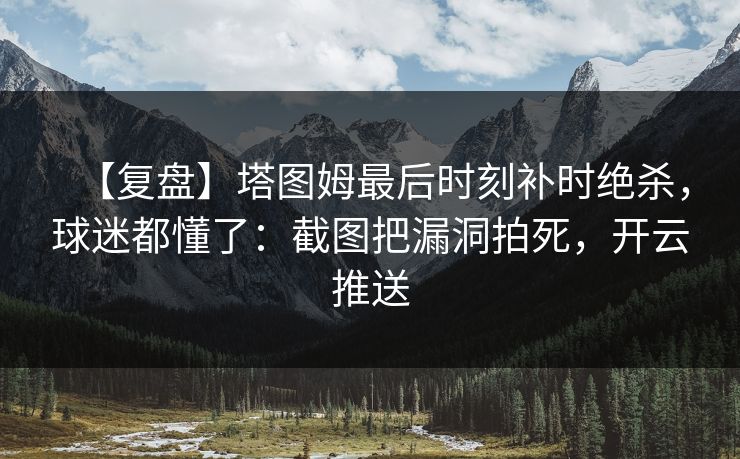 【复盘】塔图姆最后时刻补时绝杀,球迷都懂了:截图把漏洞拍死,开云推送 【复盘】塔图姆最后时刻补时绝杀,球迷都懂了:截图把漏洞拍死,开云推送