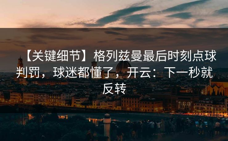 【关键细节】格列兹曼最后时刻点球判罚，球迷都懂了，开云：下一秒就反转
